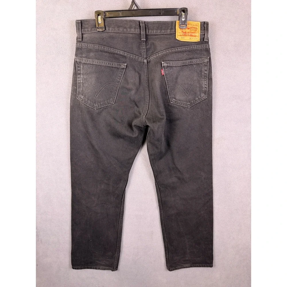 Levi's 505‎ Men's Jeans Black Denim Regular Fit Size 34x30 Made in Mexico